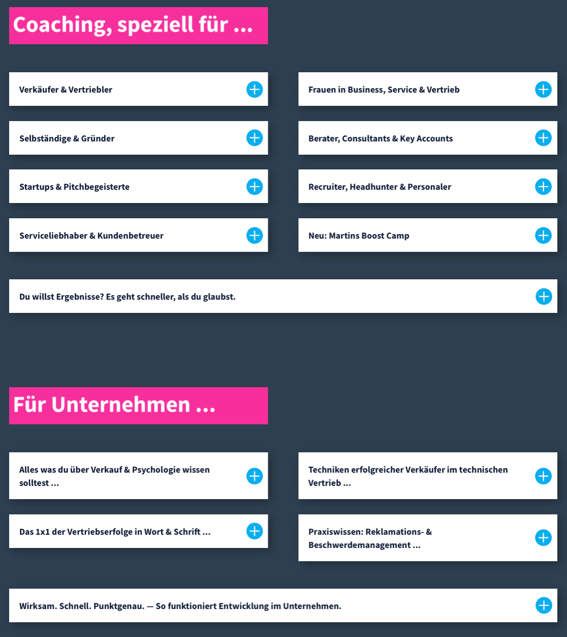 Alle Coachingangebote auf einen Blick